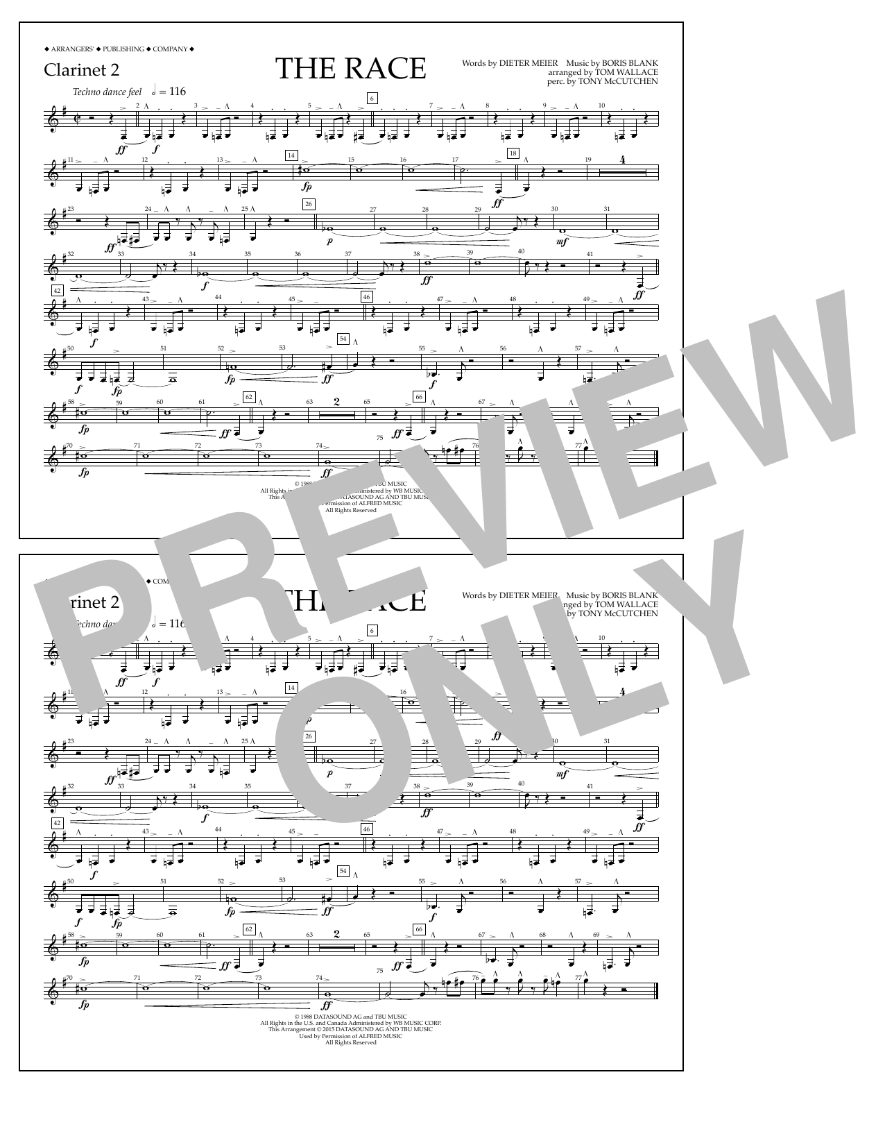 Download Tom Wallace The Race - Clarinet 2 Sheet Music