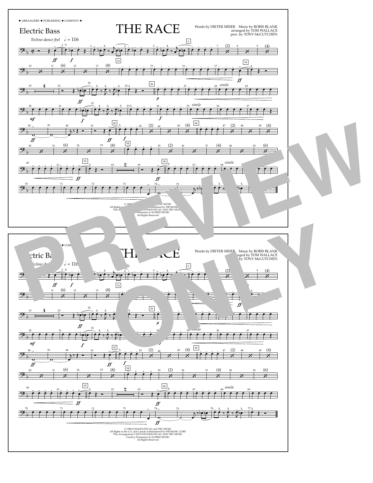 Download Tom Wallace The Race - Electric Bass Sheet Music