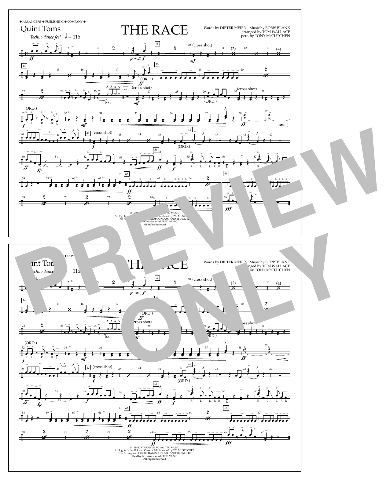 Download Tom Wallace The Race - Quint-Toms Sheet Music
