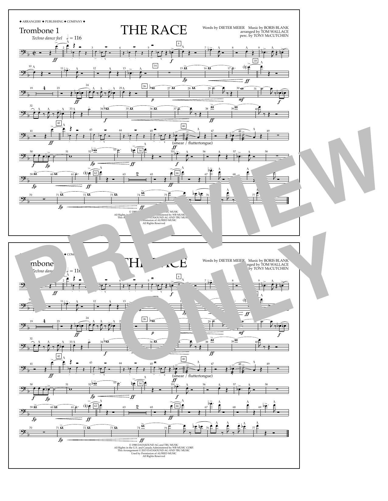 Download Tom Wallace The Race - Trombone 1 Sheet Music