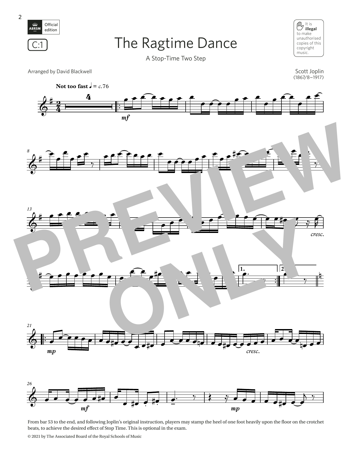 Download Scott Joplin The Ragtime Dance (A Stop-Time Two Step Sheet Music