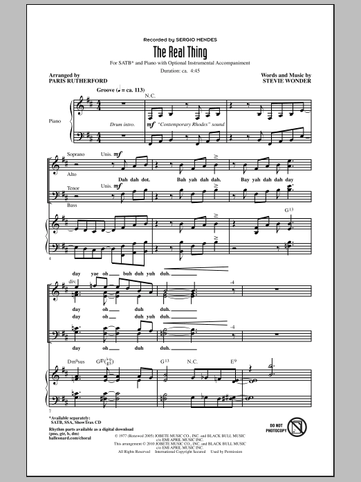 Download Paris Rutherford The Real Thing Sheet Music