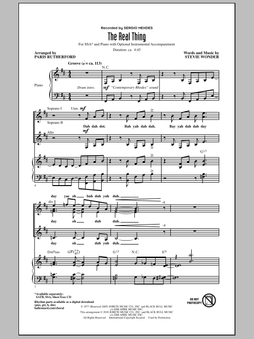 Download Paris Rutherford The Real Thing Sheet Music