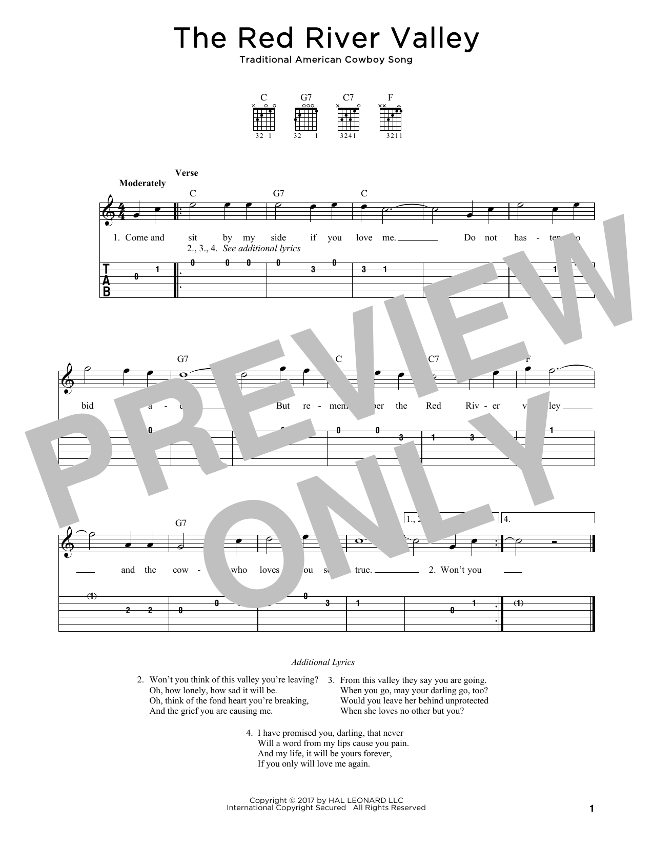 Download Traditional American The Red River Valley Sheet Music