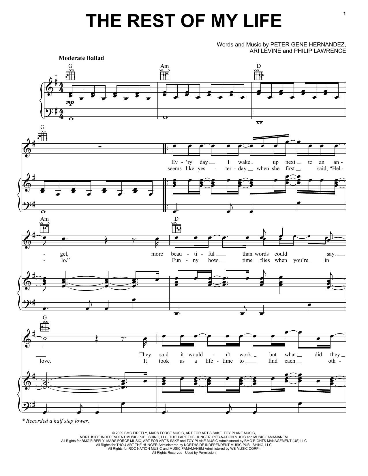 Download Bruno Mars The Rest Of My Life Sheet Music