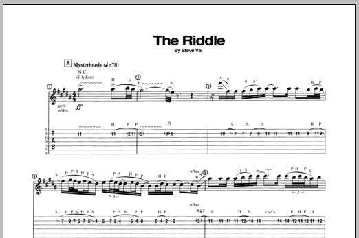 Download Steve Vai The Riddle Sheet Music