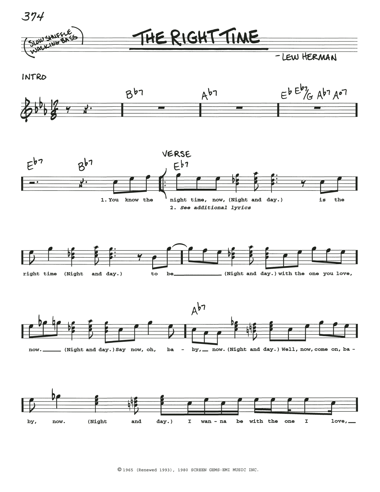 Download Ray Charles The Right Time Sheet Music
