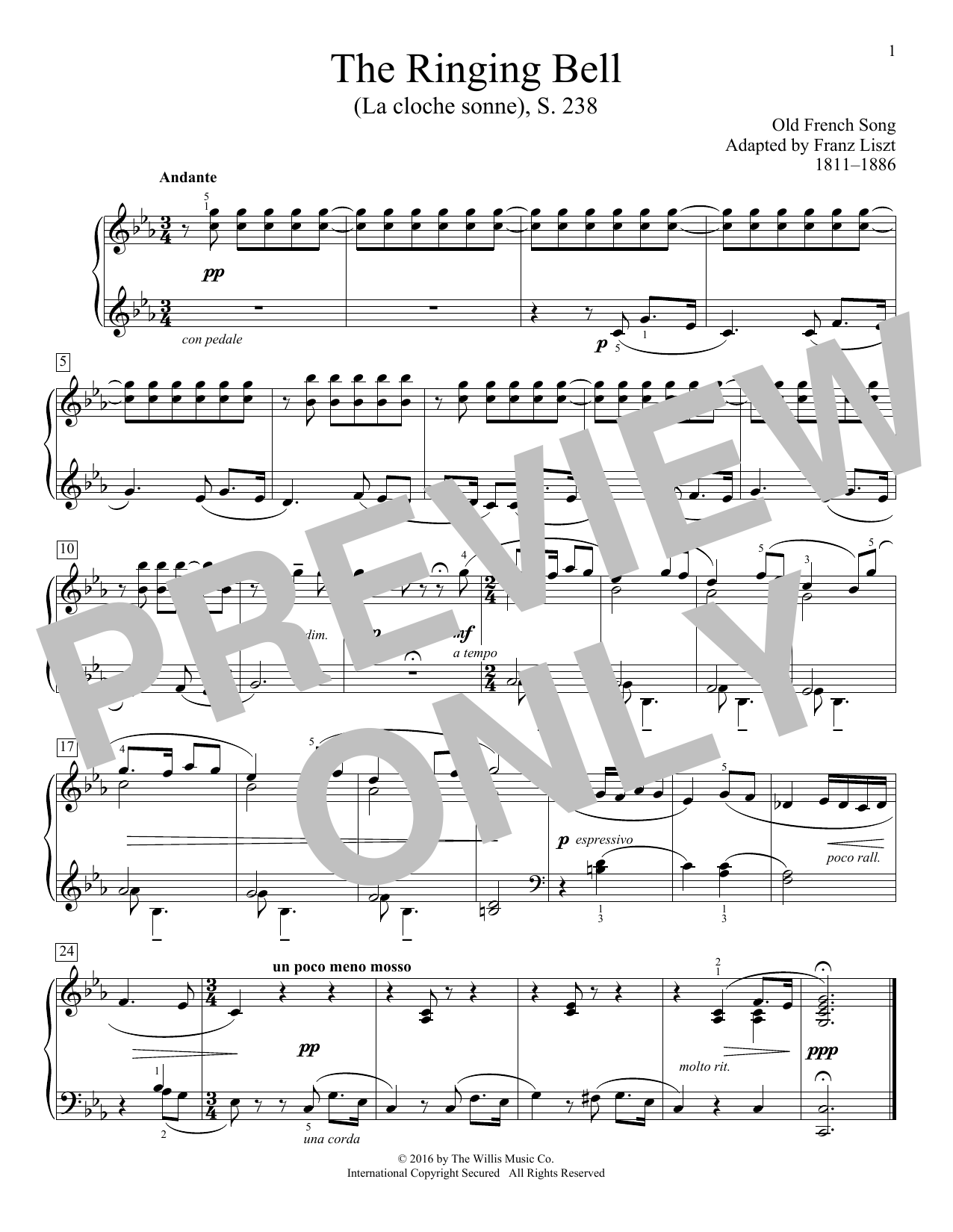 Download Franz Liszt (adapt.) The Ringing Bell (La cloche sonne), S. Sheet Music