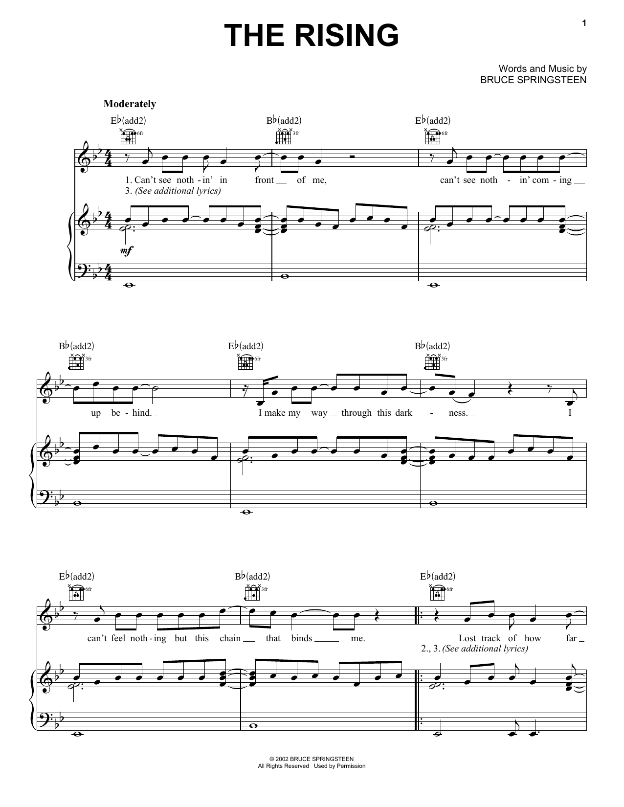 Download Bruce Springsteen The Rising Sheet Music
