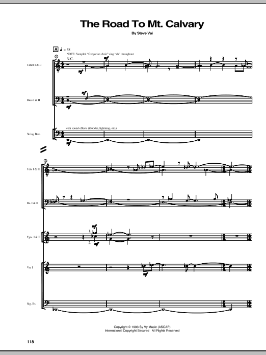 Download Steve Vai The Road To Mt. Calvary Sheet Music