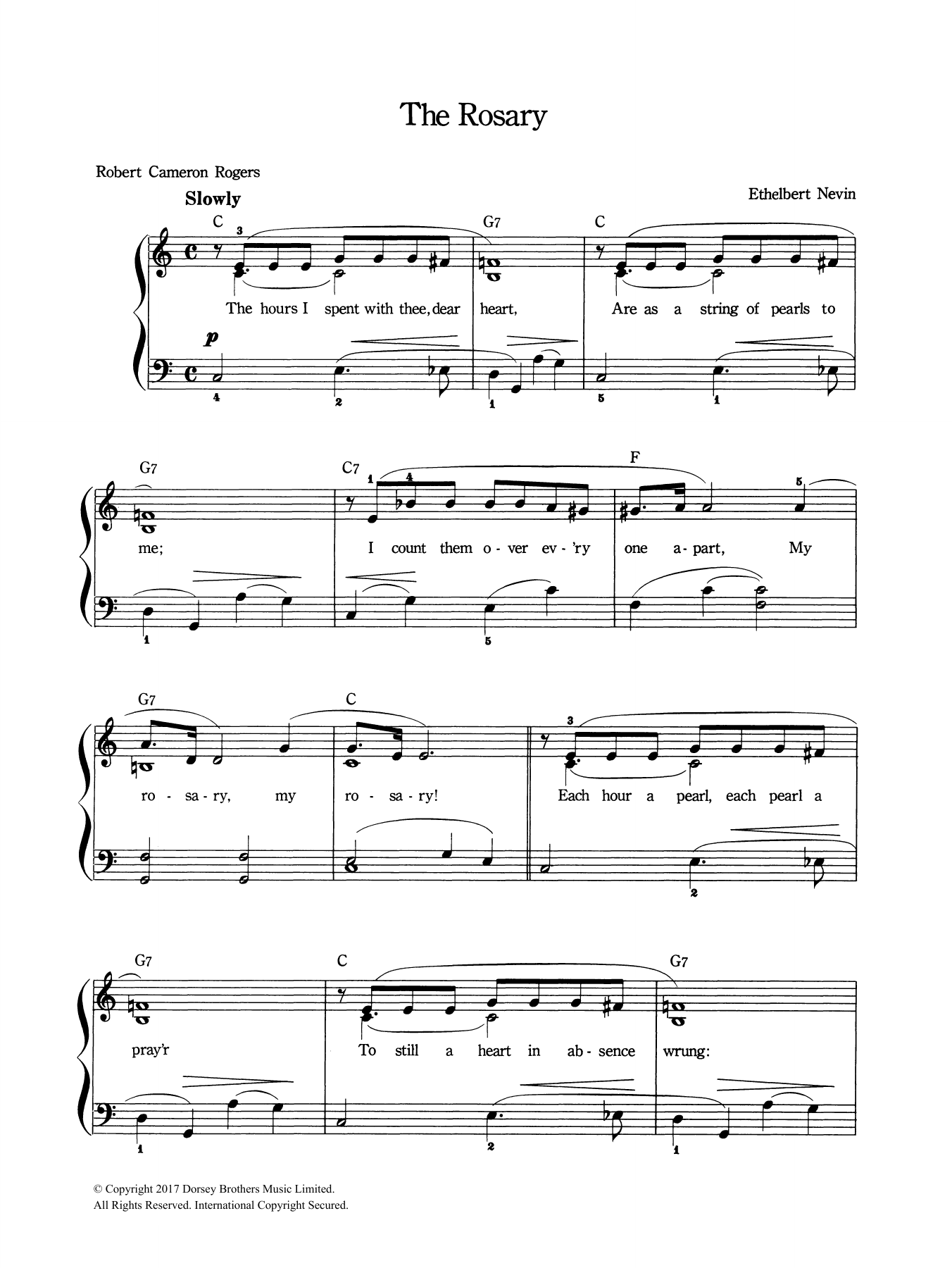 Download Ethelbert Nevin The Rosary Sheet Music