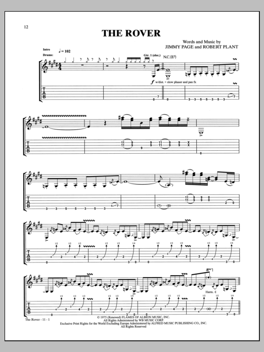 Download Led Zeppelin The Rover Sheet Music