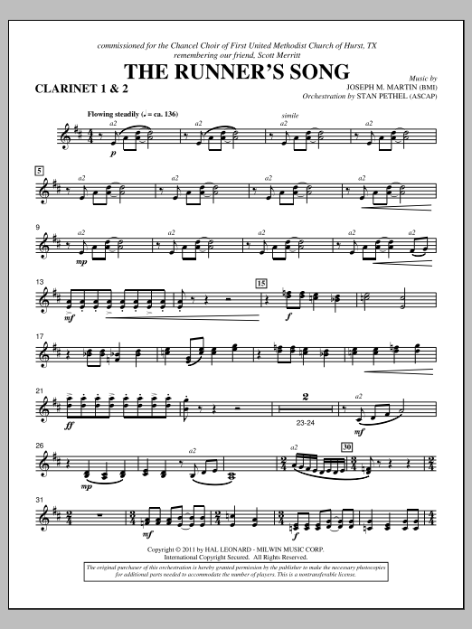 Download Joseph M. Martin The Runner's Song - Bb Clarinet 1,2 Sheet Music