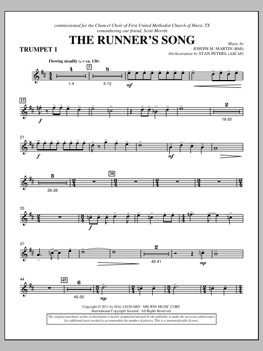 Download Joseph M. Martin The Runner's Song - Bb Trumpet 1 Sheet Music