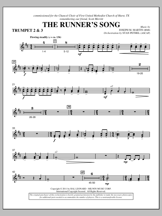 Download Joseph M. Martin The Runner's Song - Bb Trumpet 2,3 Sheet Music