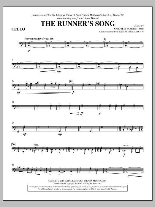 Download Joseph M. Martin The Runner's Song - Cello Sheet Music