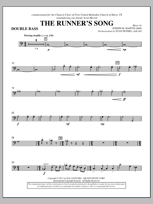 Download Joseph M. Martin The Runner's Song - Double Bass Sheet Music