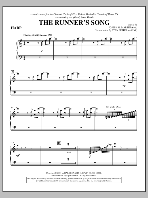 Download Joseph M. Martin The Runner's Song - Harp Sheet Music
