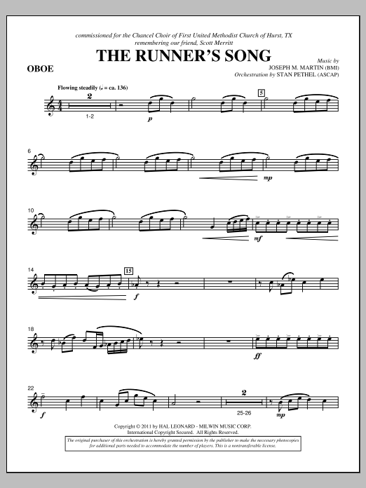 Download Joseph M. Martin The Runner's Song - Oboe Sheet Music