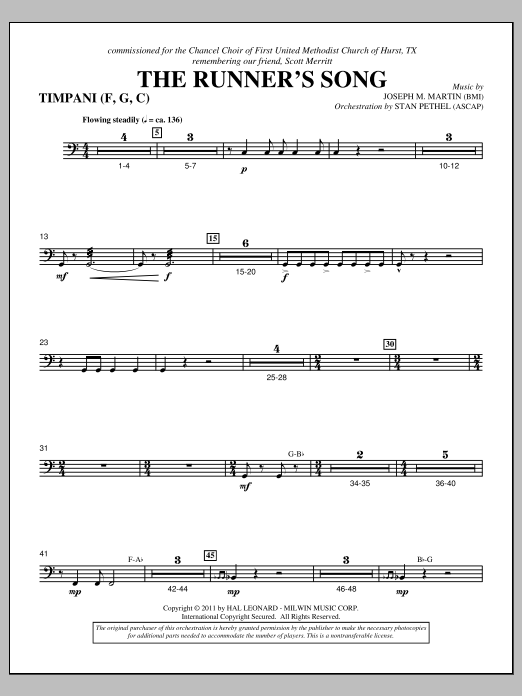 Download Joseph M. Martin The Runner's Song - Timpani Sheet Music