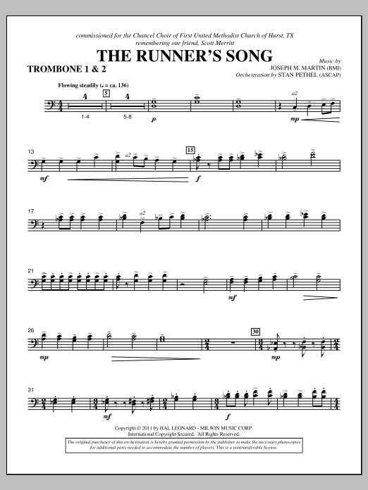 Download Joseph M. Martin The Runner's Song - Trombone 1 & 2 Sheet Music