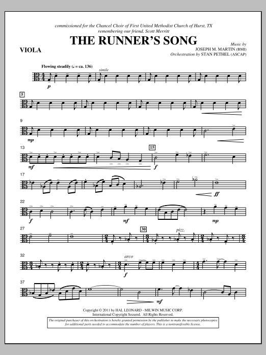 Download Joseph M. Martin The Runner's Song - Viola Sheet Music