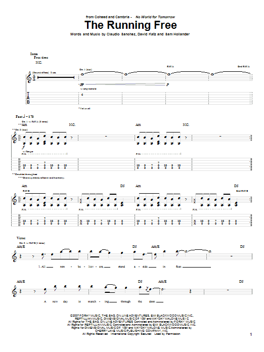 Download Coheed And Cambria The Running Free Sheet Music