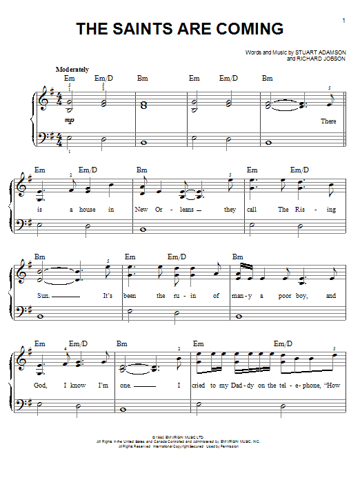 Download U2 & Green Day The Saints Are Coming Sheet Music