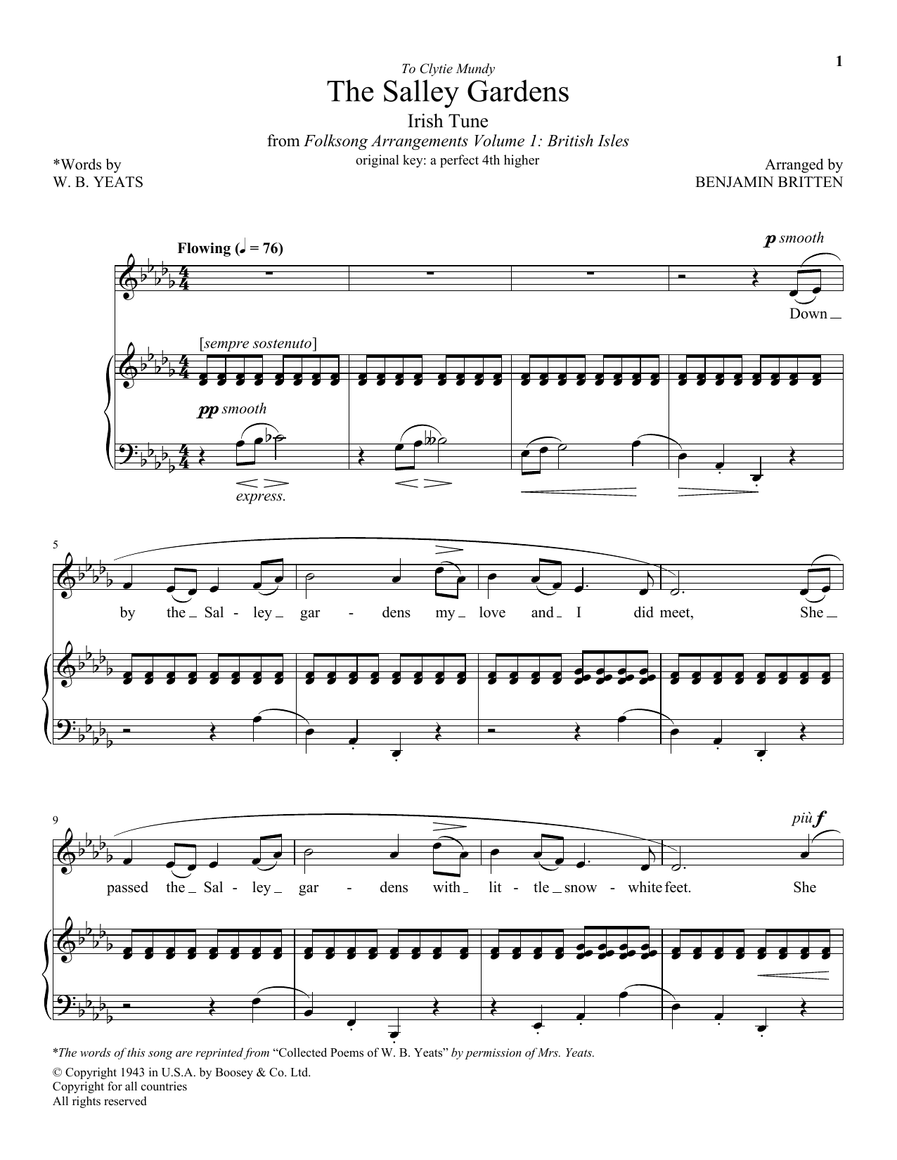 Download Benjamin Britten The Salley Gardens Sheet Music