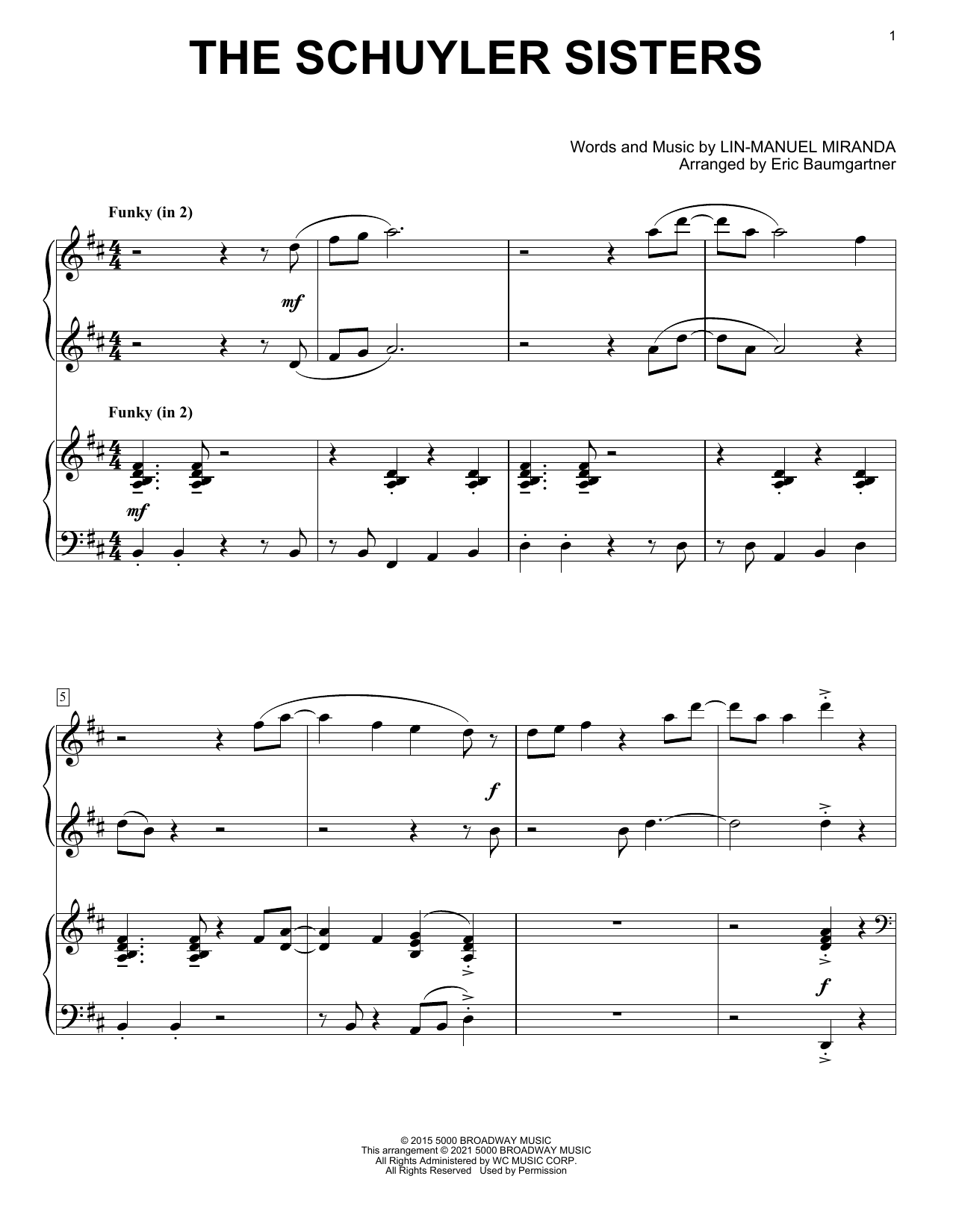Download Lin-Manuel Miranda The Schuyler Sisters (from Hamilton) (a Sheet Music