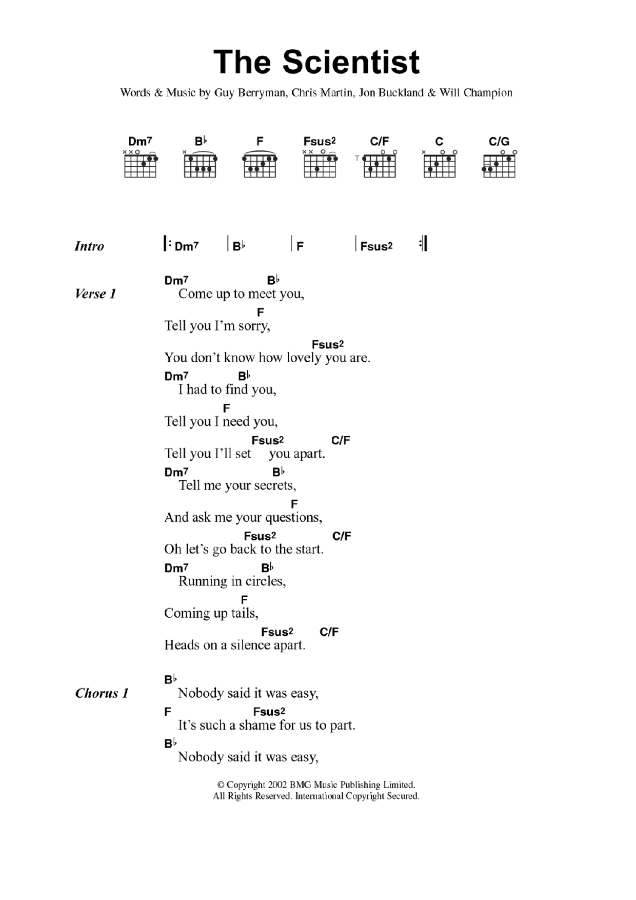 Download Coldplay The Scientist Sheet Music