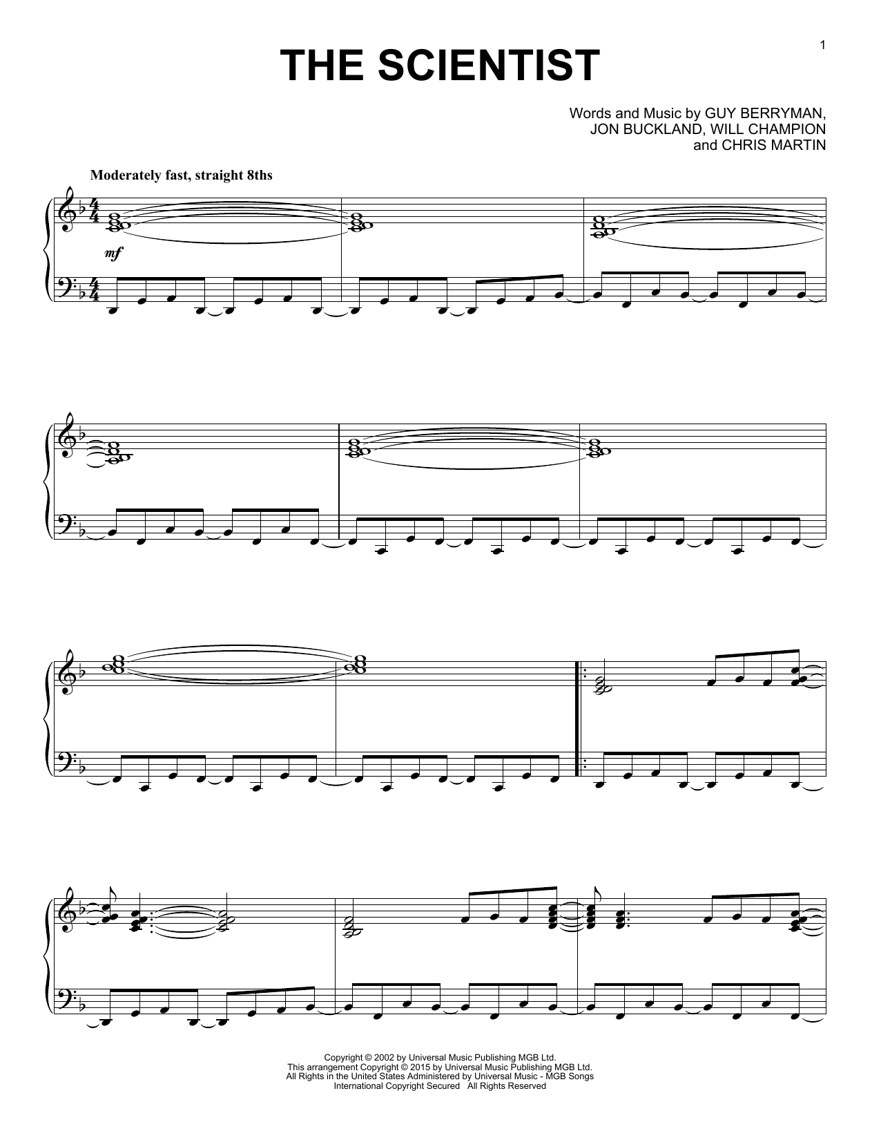 Download Coldplay The Scientist [Jazz version] Sheet Music