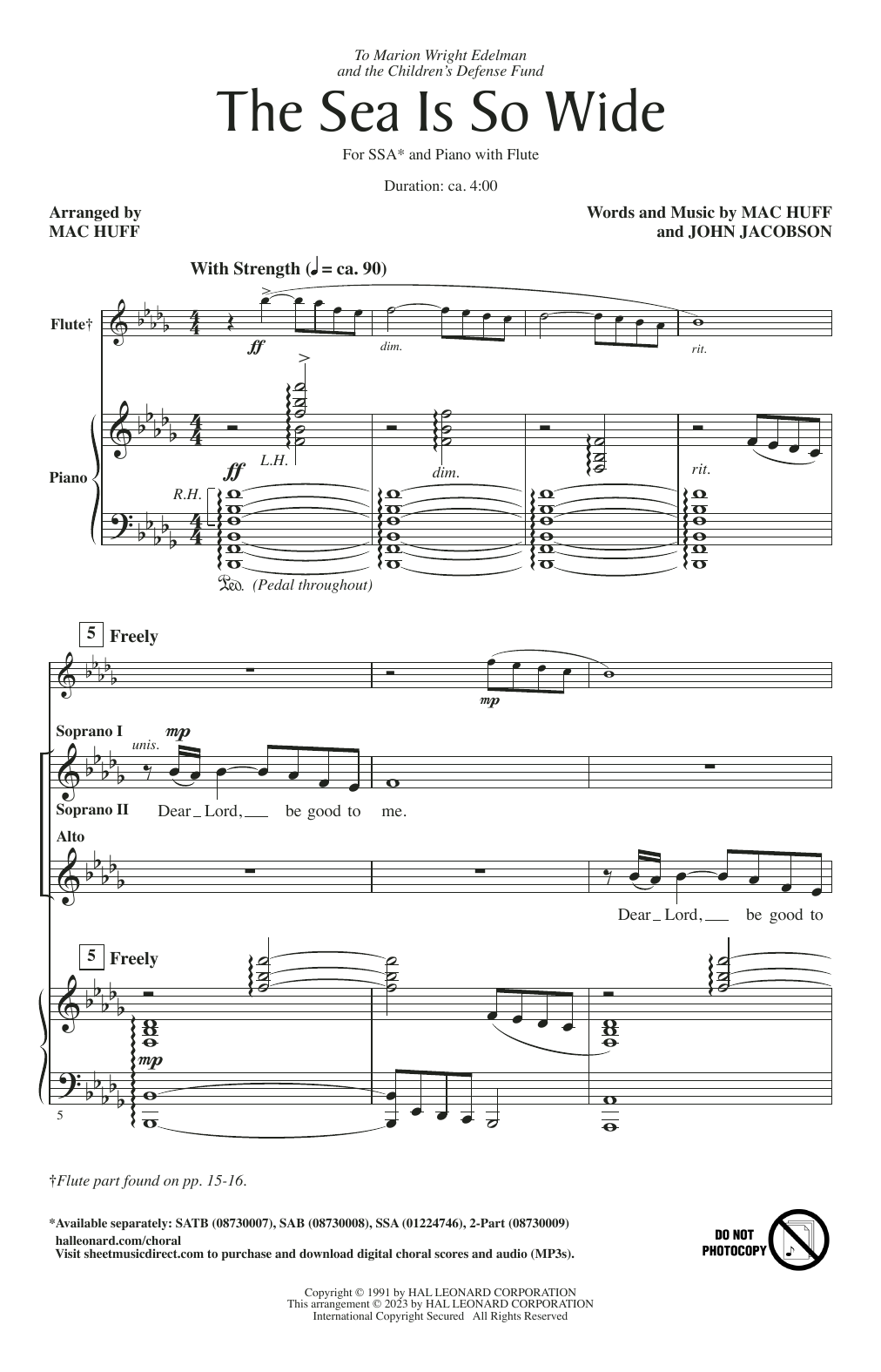 Mac Huff and John Jacobson The Sea Is So Wide (arr. Mac Huff) sheet music notes printable PDF score