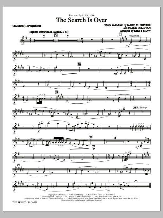 Download Kirby Shaw The Search Is Over - Bb Trumpet 1 (Flug Sheet Music