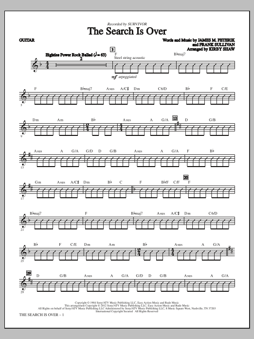 Download Kirby Shaw The Search Is Over - Guitar Sheet Music