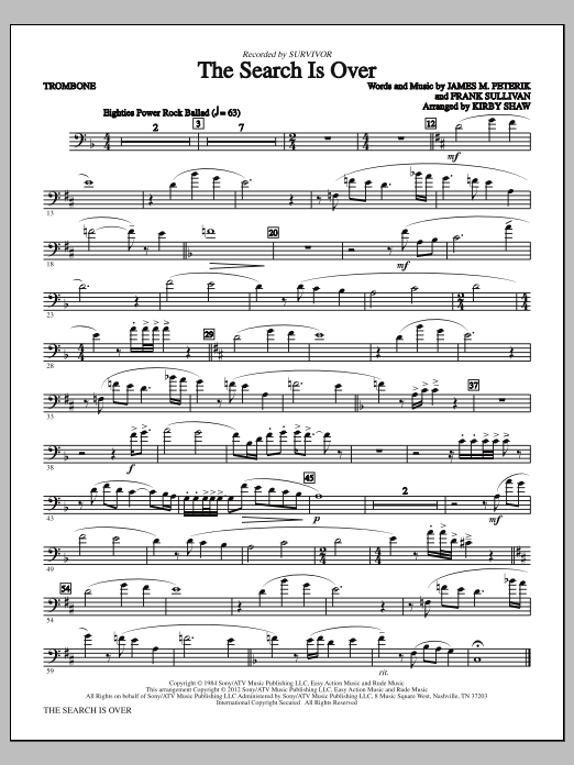 Download Kirby Shaw The Search Is Over - Trombone Sheet Music
