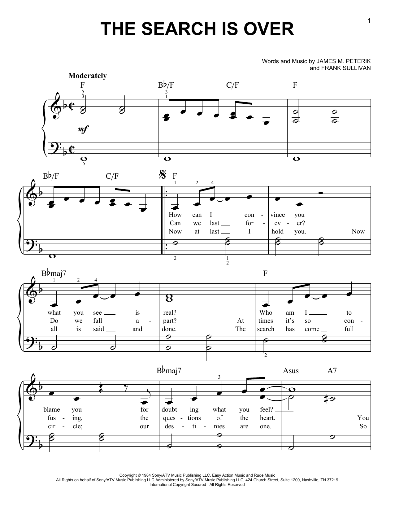Download Survivor The Search Is Over Sheet Music