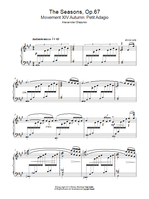 Download Alexander Glazunov The Seasons Op.67 Sheet Music