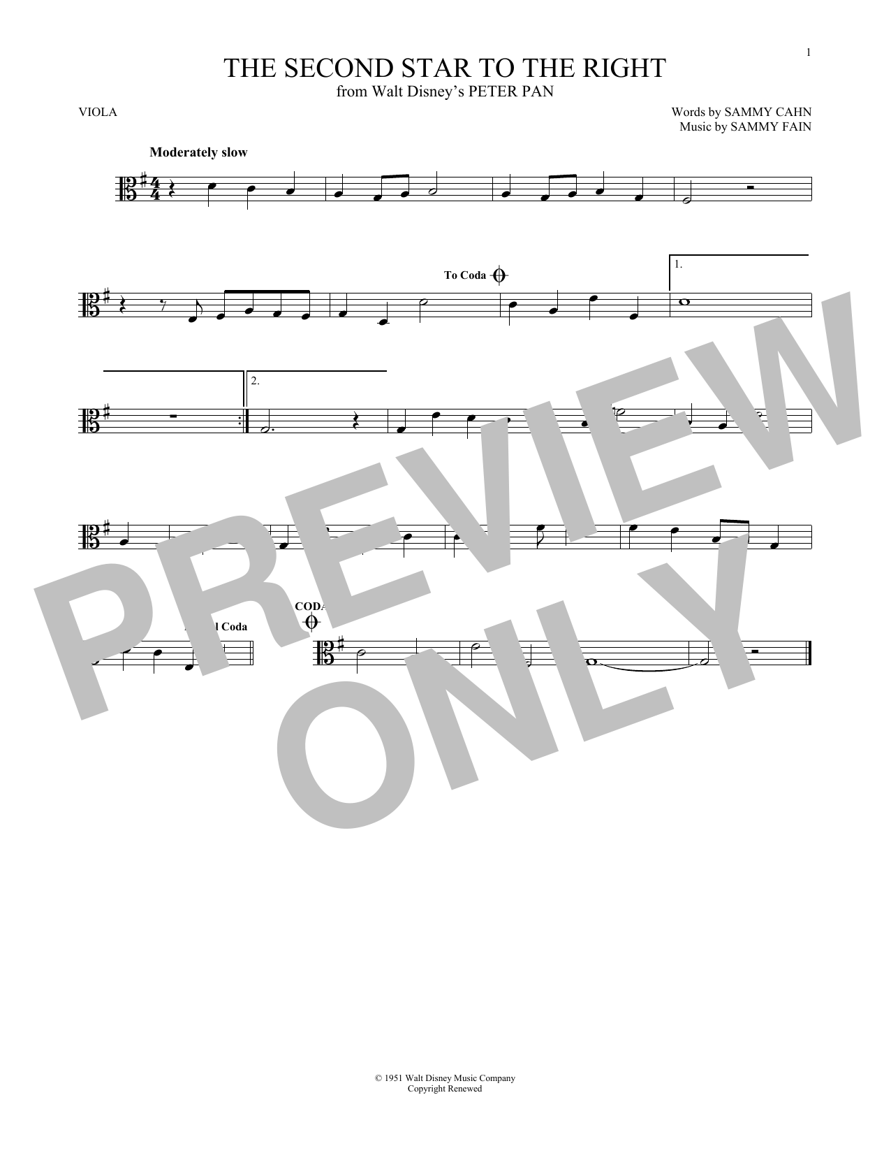Download Sammy Cahn The Second Star To The Right Sheet Music