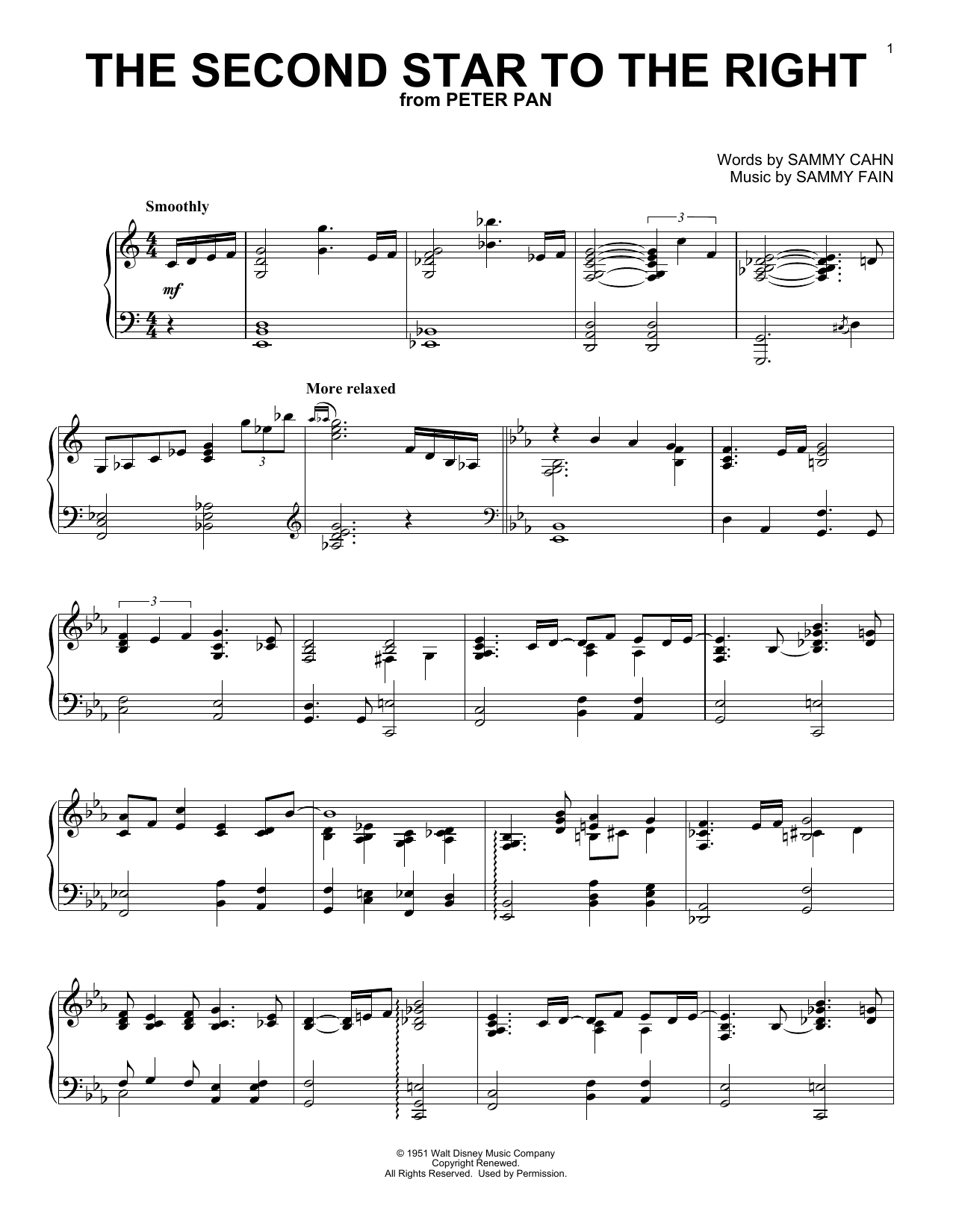 Download Sammy Fain The Second Star To The Right (from Pete Sheet Music