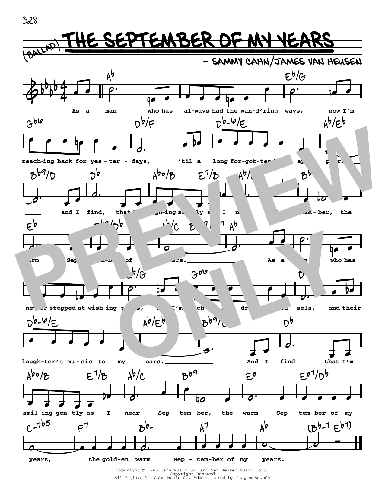Download Frank Sinatra The September Of My Years (Low Voice) Sheet Music