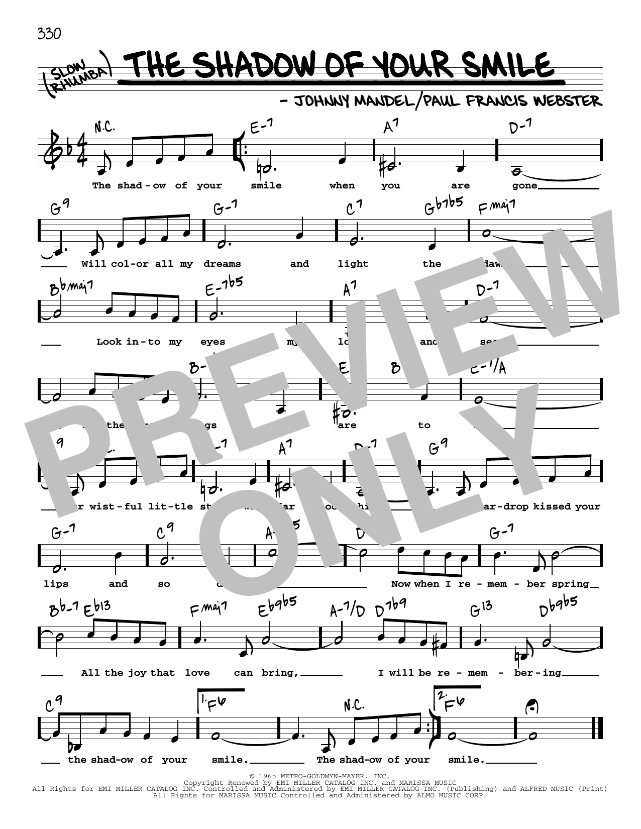 Download Johnny Mandel and Paul Francis Webst The Shadow Of Your Smile (Low Voice) Sheet Music