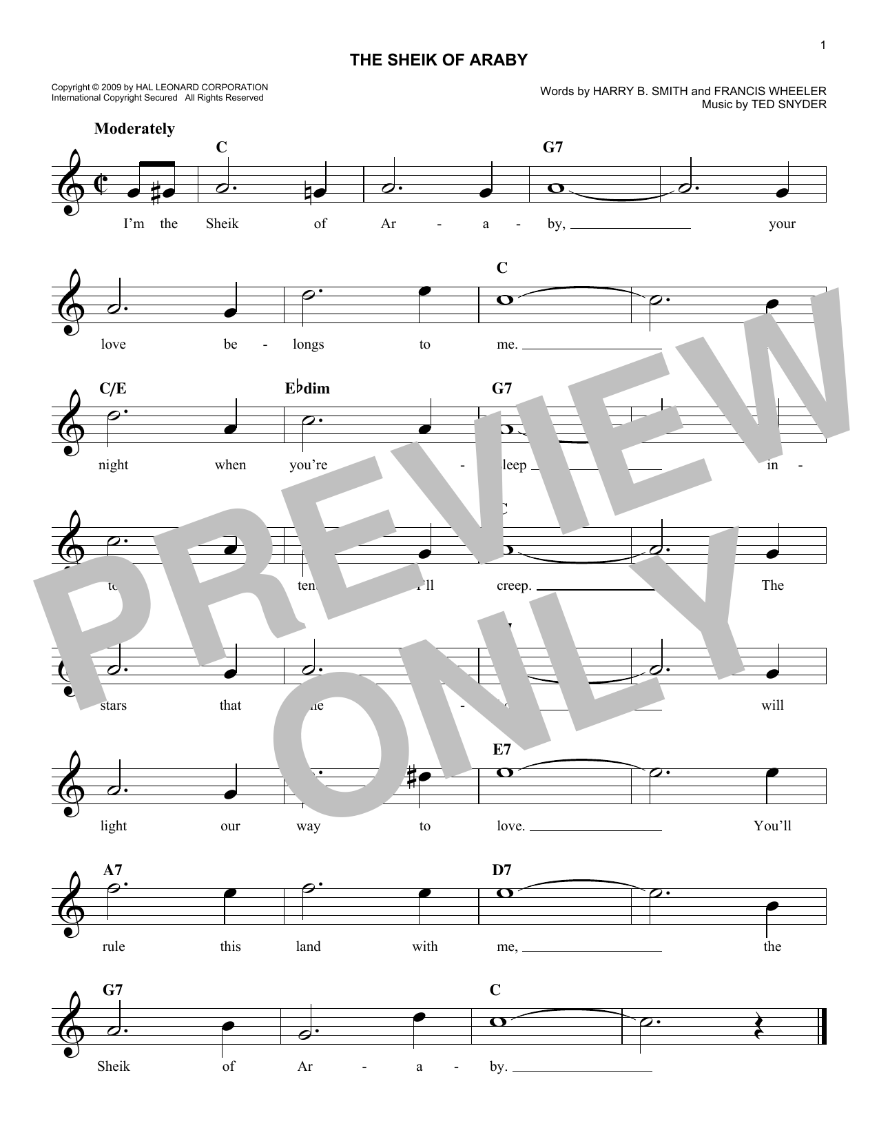 Download Ted Snyder The Sheik Of Araby Sheet Music