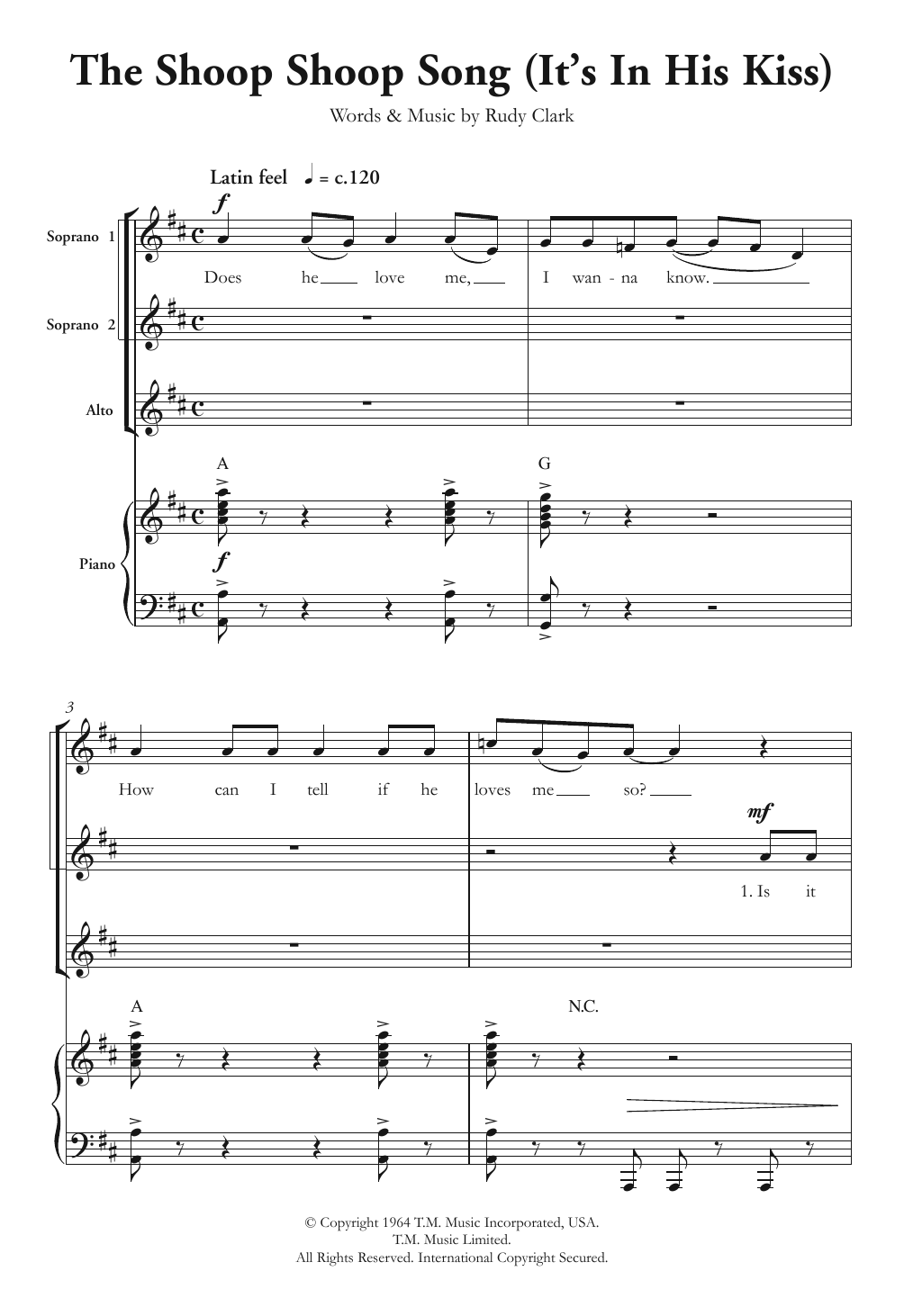 Download Cher The Shoop Shoop Song (It's In His Kiss) Sheet Music