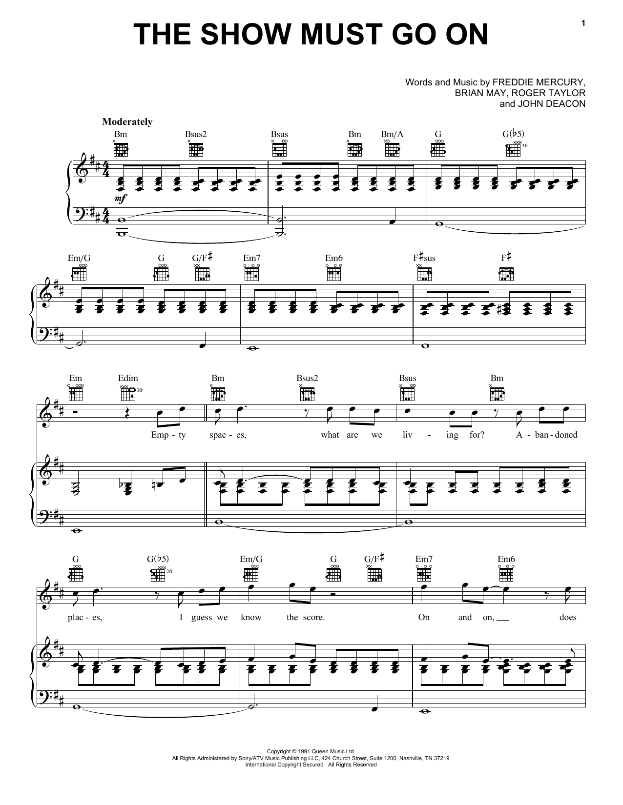 Download Queen The Show Must Go On Sheet Music