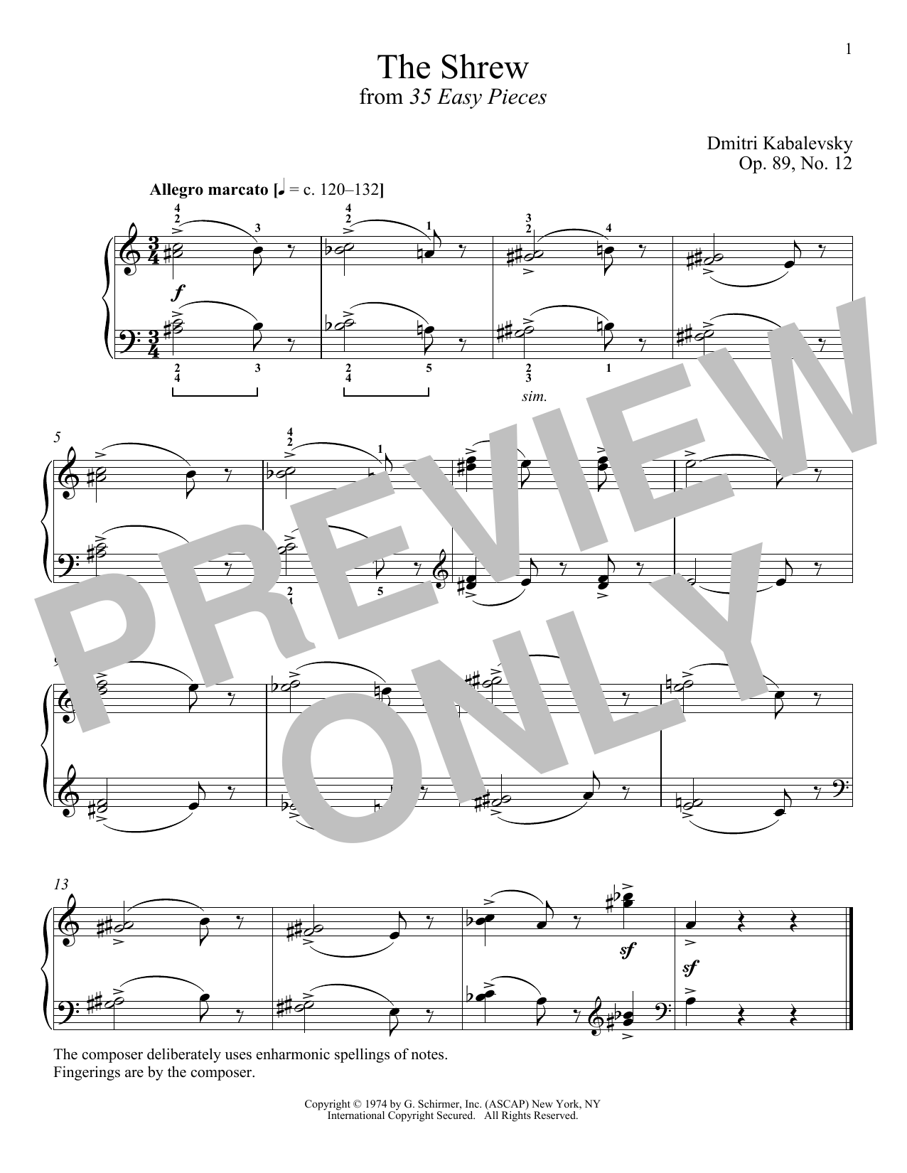 Download Dmitri Kabalevsky The Shrew, Op. 89, No. 12 Sheet Music