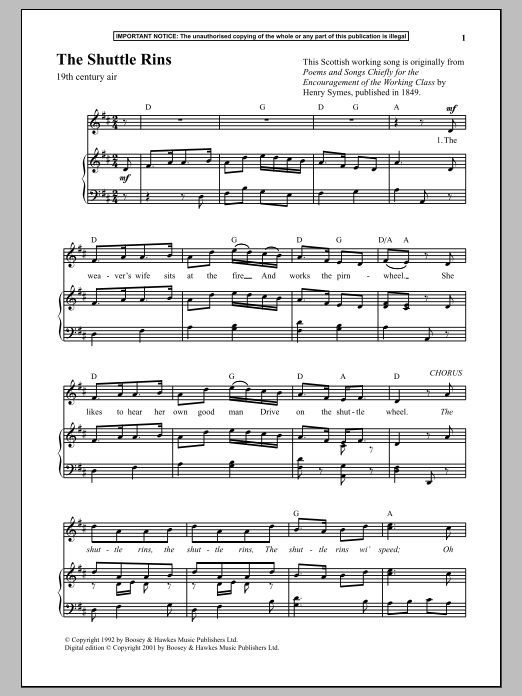 Download Anonymous The Shuttle Rins Sheet Music