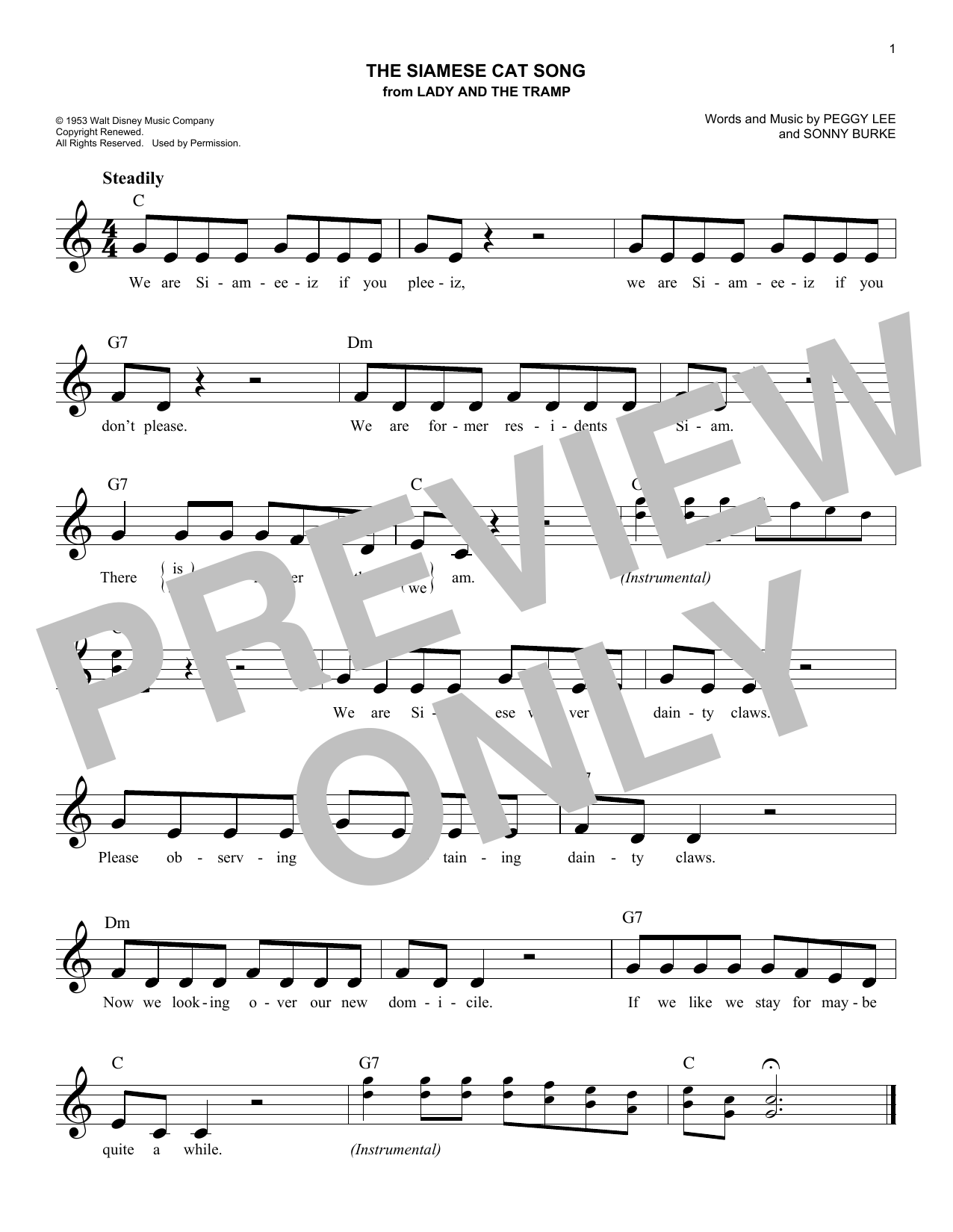 Download Sonny Burke The Siamese Cat Song (from Lady And The Sheet Music