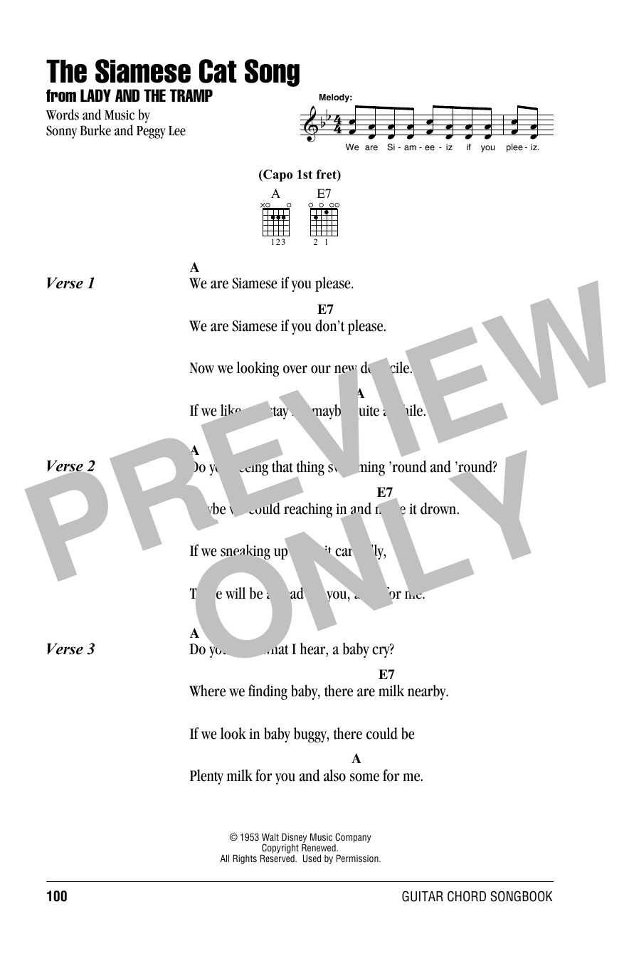 Download Peggy Lee The Siamese Cat Song (from Lady And The Sheet Music