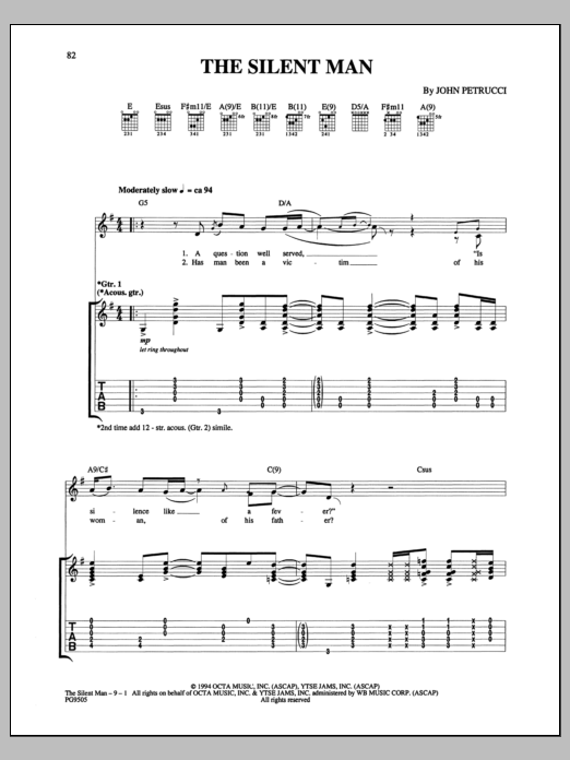Download Dream Theater The Silent Man Sheet Music